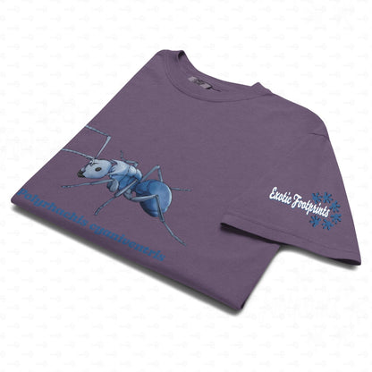 Dunkles Schweres Unisex-T-Shirt | | Blau schillernde Schuppenameise ( Polyrhachis cyaniventris )