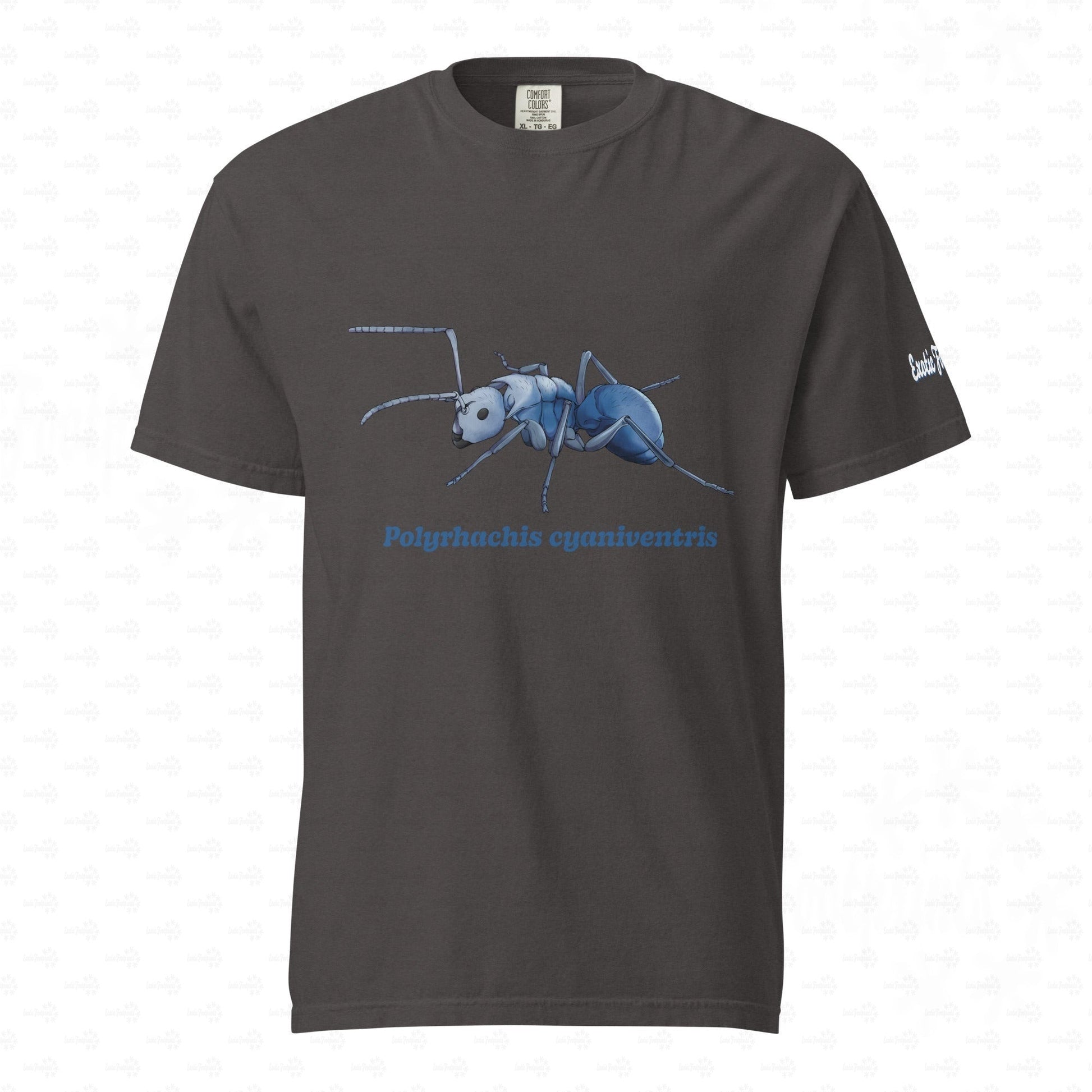 Dunkles Schweres Unisex-T-Shirt | | Blau schillernde Schuppenameise ( Polyrhachis cyaniventris )
