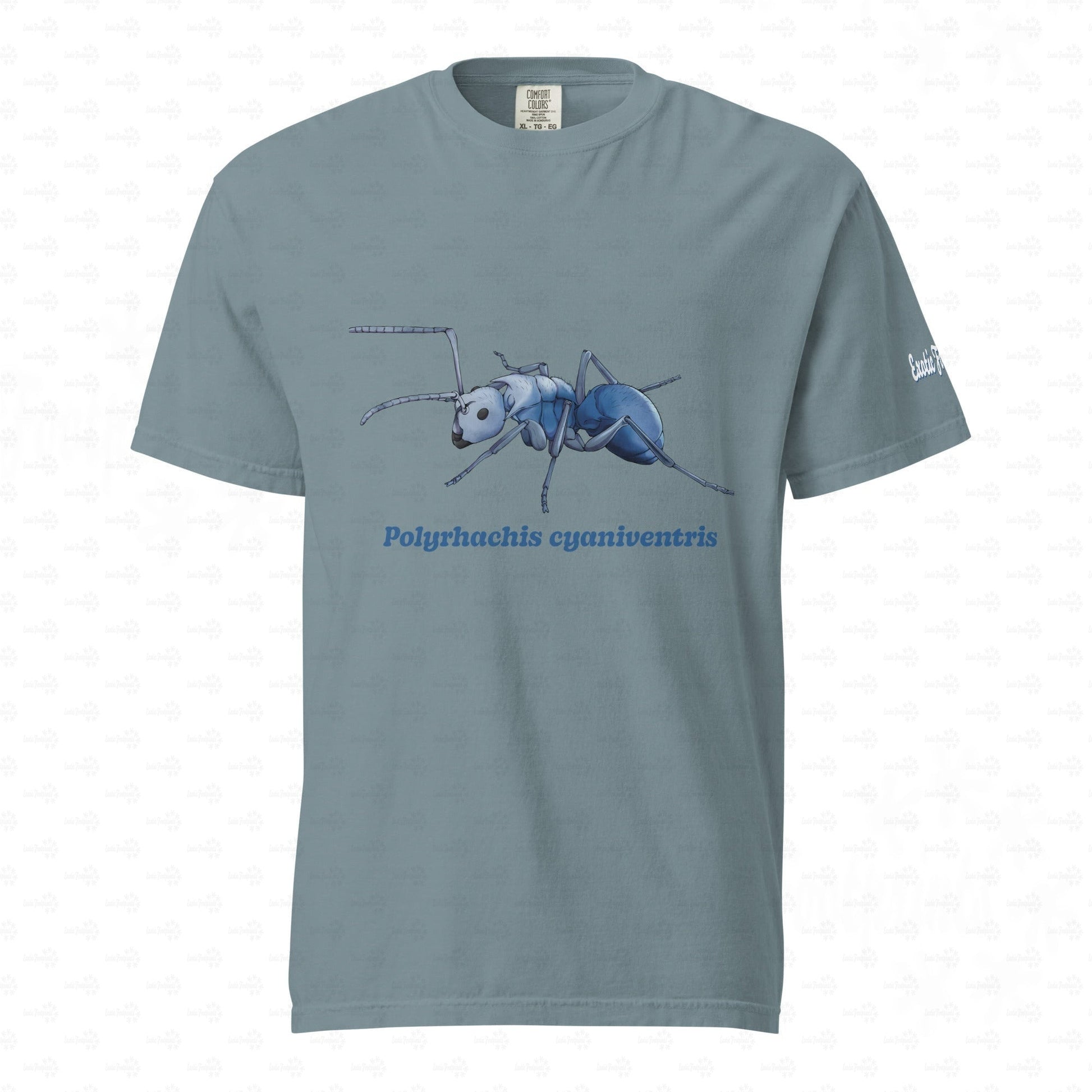 Dunkles Schweres Unisex-T-Shirt | | Blau schillernde Schuppenameise ( Polyrhachis cyaniventris )