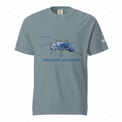Dunkles Schweres Unisex-T-Shirt | | Blau schillernde Schuppenameise ( Polyrhachis cyaniventris )