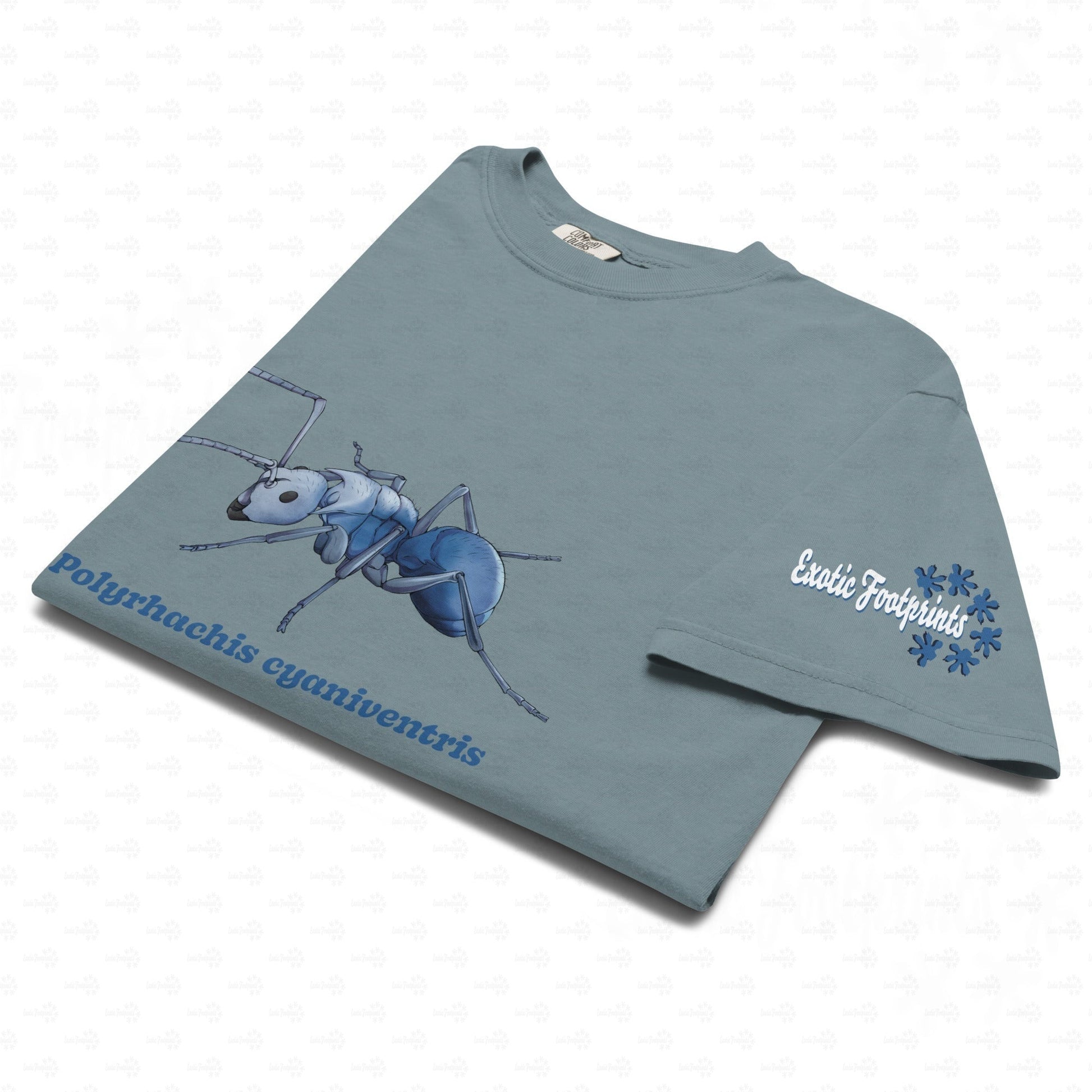 Dunkles Schweres Unisex-T-Shirt | | Blau schillernde Schuppenameise ( Polyrhachis cyaniventris )