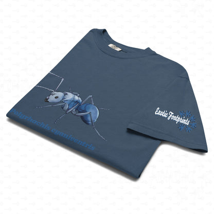 Dunkles Schweres Unisex-T-Shirt | | Blau schillernde Schuppenameise ( Polyrhachis cyaniventris )