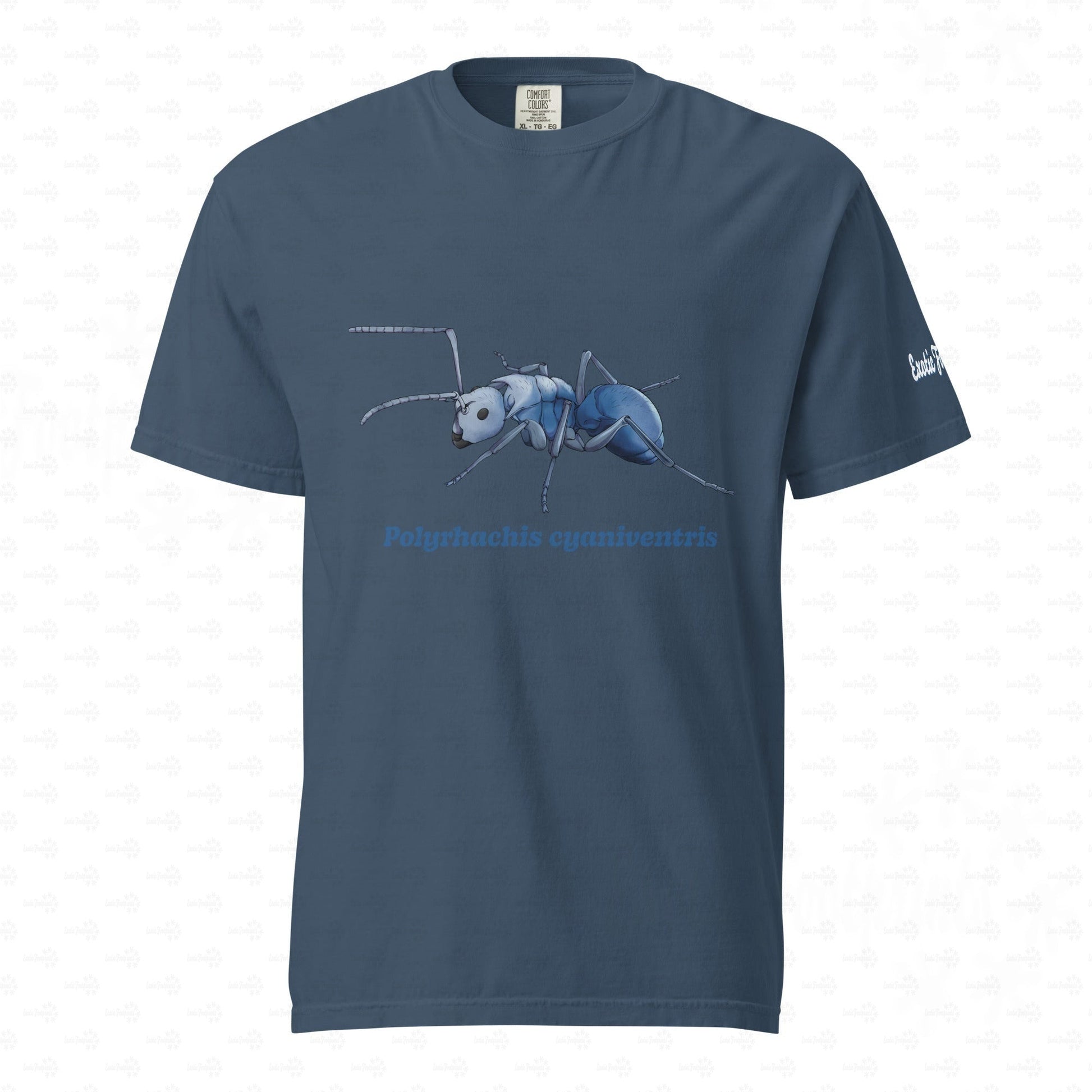 Dunkles Schweres Unisex-T-Shirt | | Blau schillernde Schuppenameise ( Polyrhachis cyaniventris )