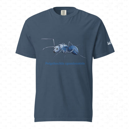 Dunkles Schweres Unisex-T-Shirt | | Blau schillernde Schuppenameise ( Polyrhachis cyaniventris )