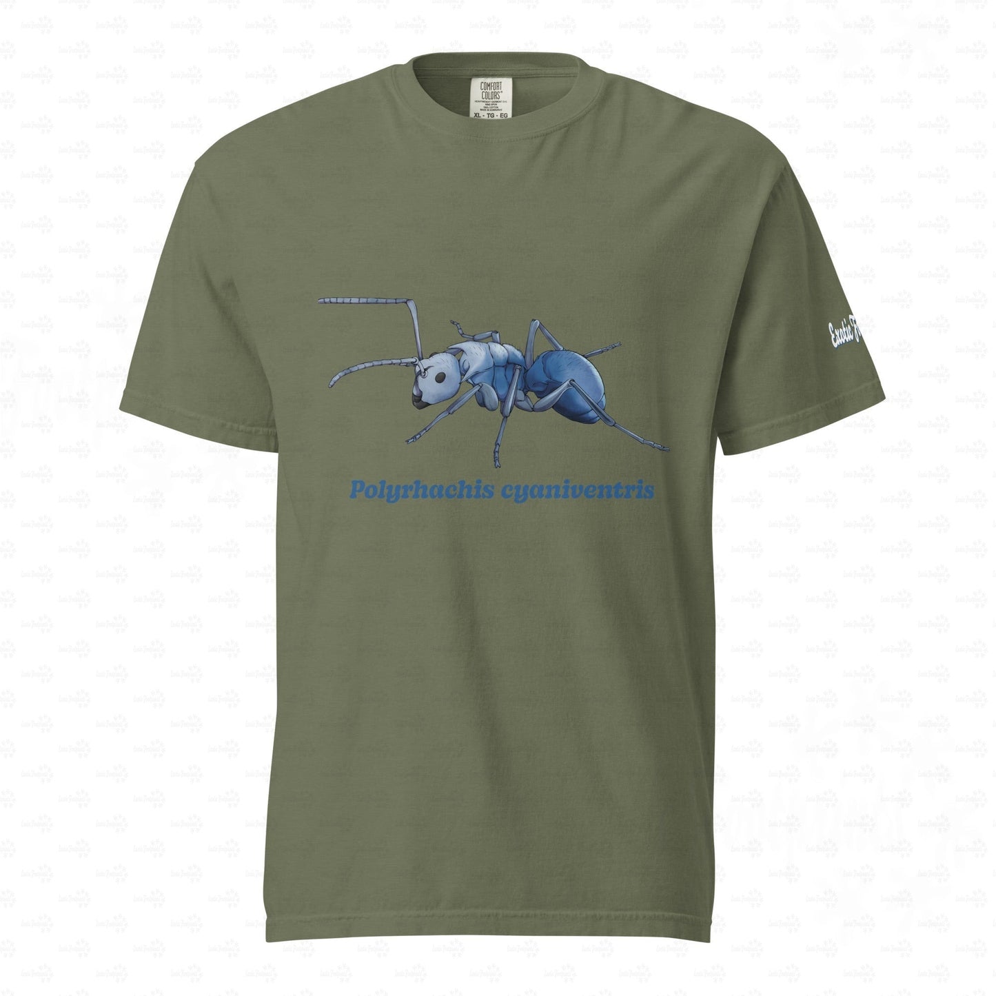 Dunkles Schweres Unisex-T-Shirt | | Blau schillernde Schuppenameise ( Polyrhachis cyaniventris )