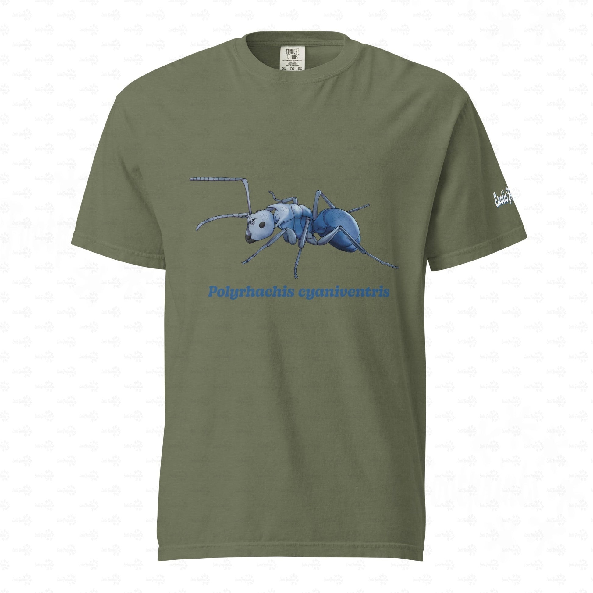 Dunkles Schweres Unisex-T-Shirt | | Blau schillernde Schuppenameise ( Polyrhachis cyaniventris )