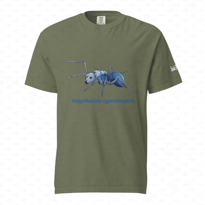 Dunkles Schweres Unisex-T-Shirt | | Blau schillernde Schuppenameise ( Polyrhachis cyaniventris )