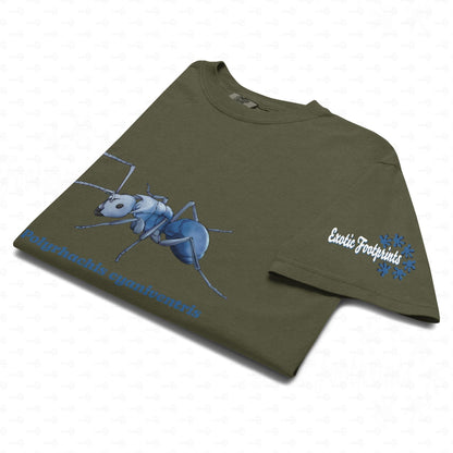 Dunkles Schweres Unisex-T-Shirt | | Blau schillernde Schuppenameise ( Polyrhachis cyaniventris )