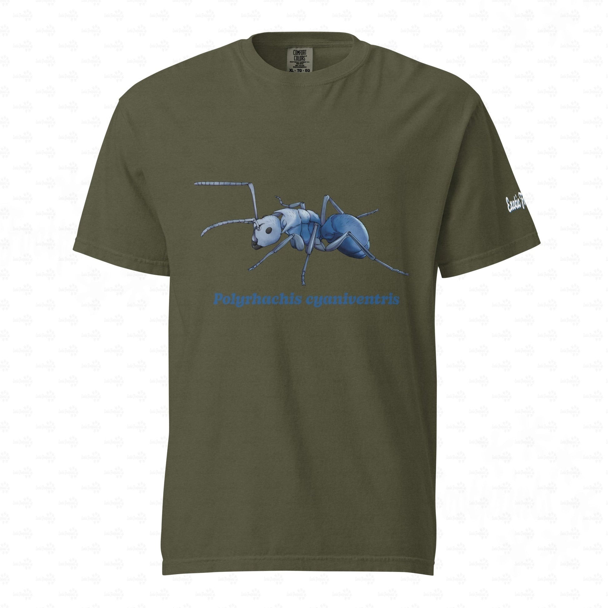 Dunkles Schweres Unisex-T-Shirt | | Blau schillernde Schuppenameise ( Polyrhachis cyaniventris )