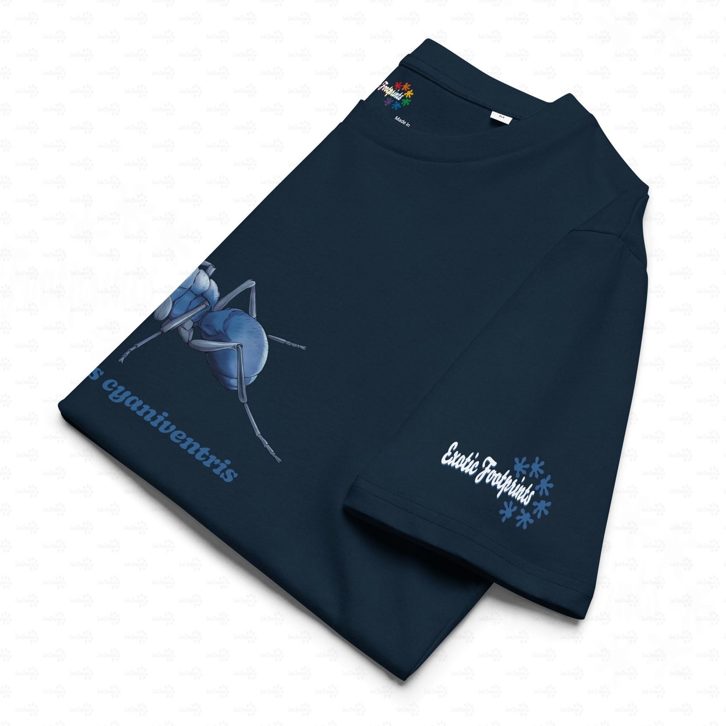 Bio Baumwoll T-shirt | Blau schillernde Schuppenameise ( Polyrhachis cyaniventris )