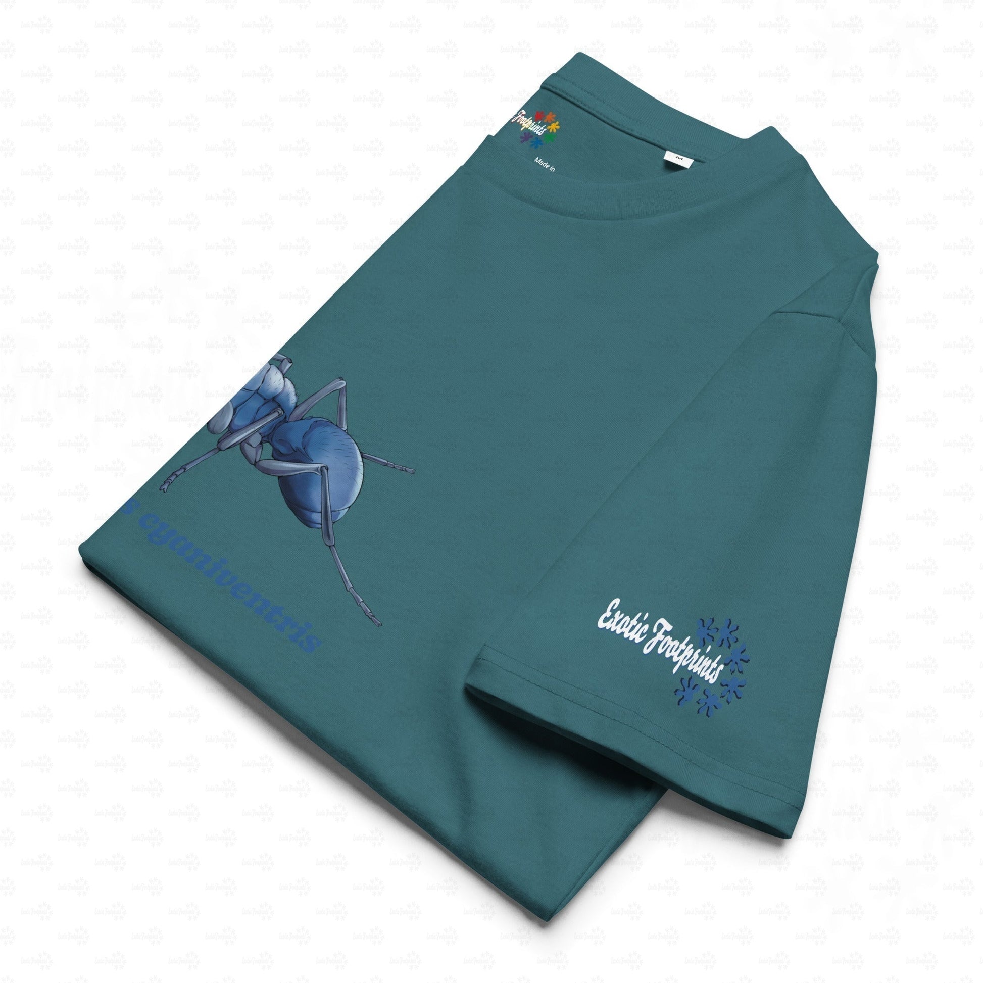 Bio Baumwoll T-shirt | Blau schillernde Schuppenameise ( Polyrhachis cyaniventris )